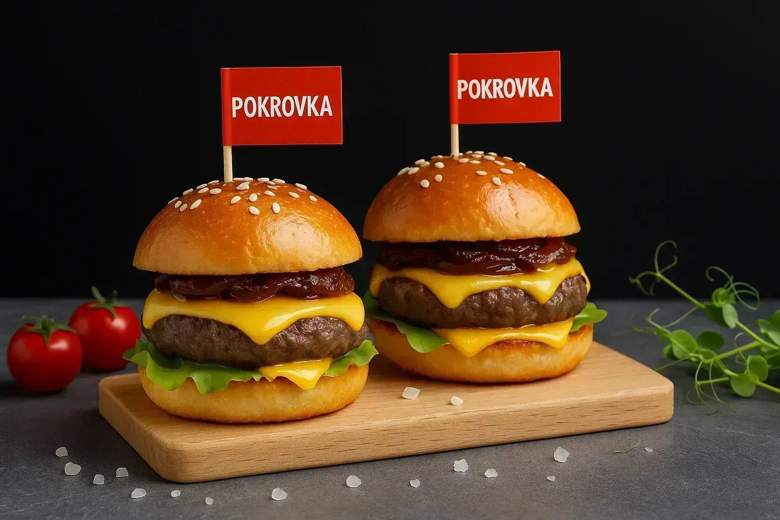 
            
                Мини-гамбургер с сыром и карамелизованным луком
            
            
        