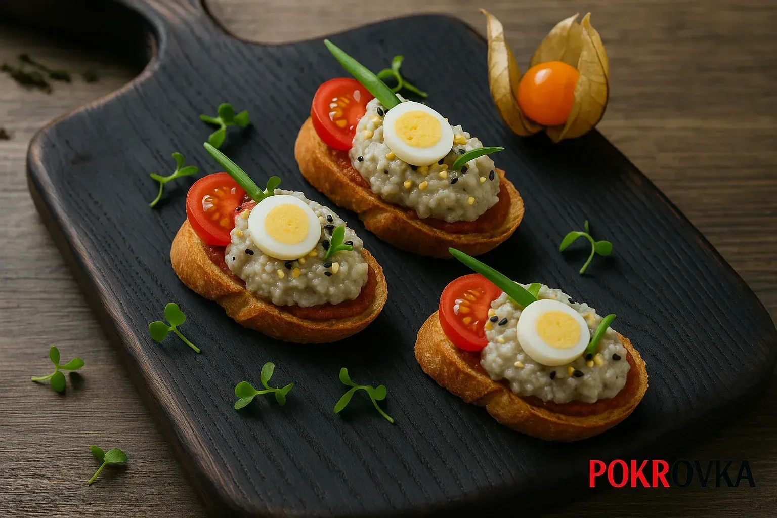 
            
                Брускетта с форшмаком и перепелиным яйцом - Купить онлайн, Кейтеринг, Доставка на дом
            
            
        