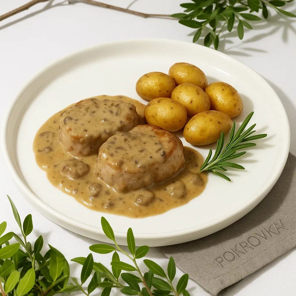 
            
                Медальоны из свиной вырезки с грибным соусом и картофелем бэби - Закажите онлайн, Вкусное дополнение к вашему столу
            
            
        