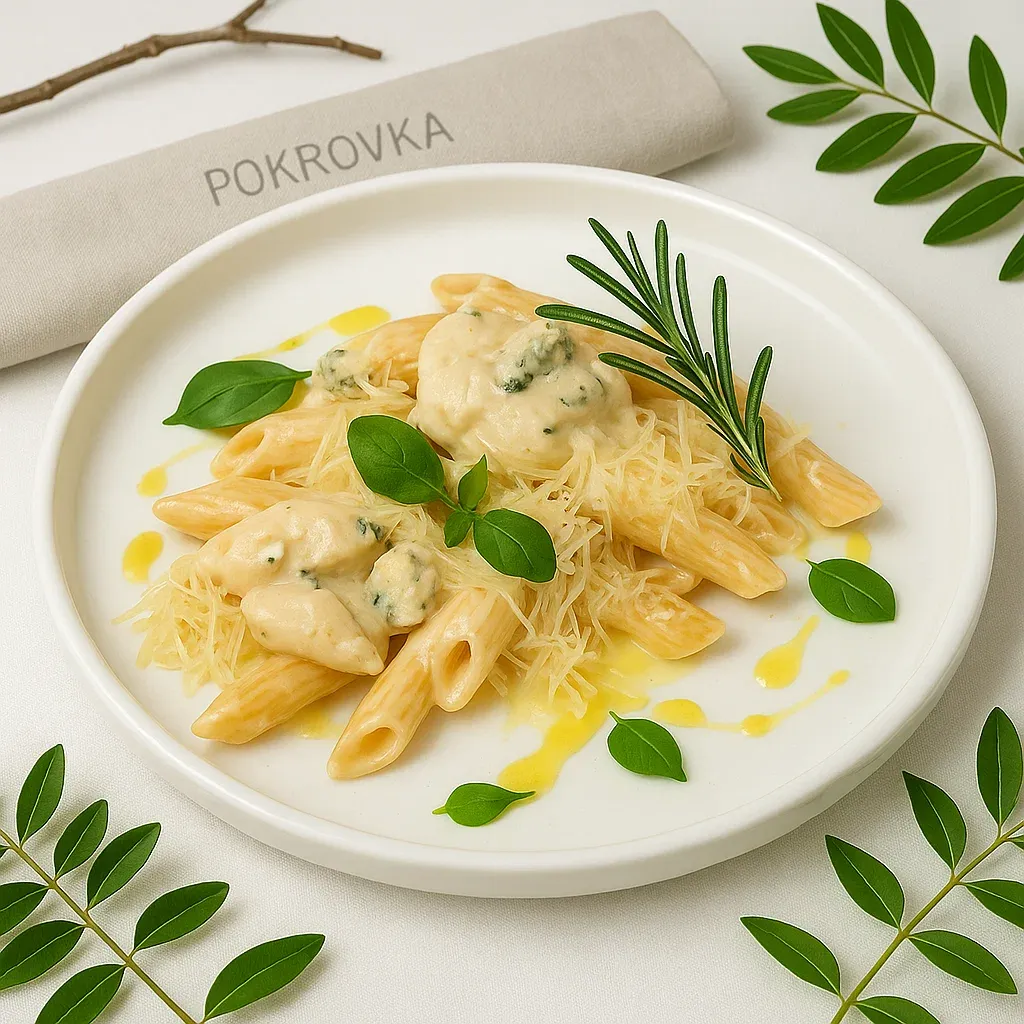 
            
                Пенне с курицей в сливочном соусе и пармезаном
            
            
        