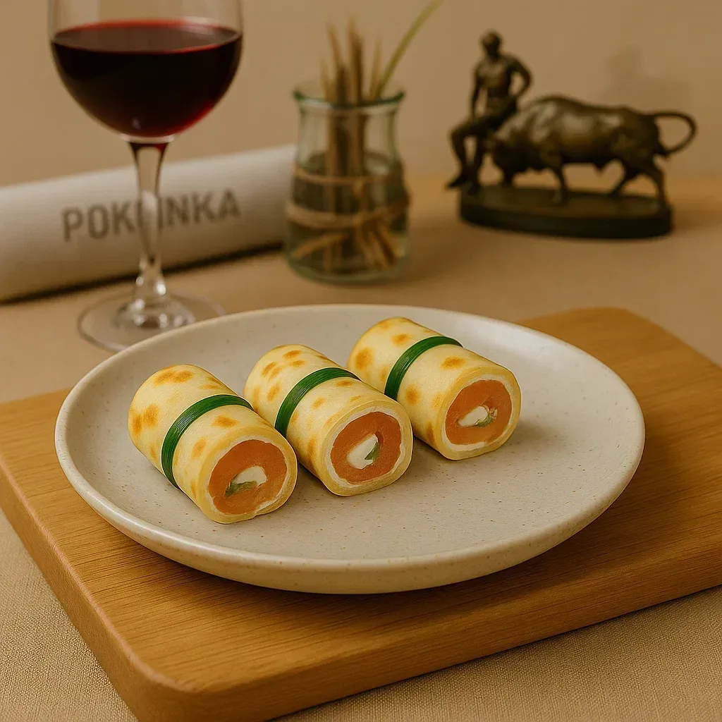 
            
                Блинный рулет с лососем и луком-резанцем - заказ онлайн, вкусное дополнение к вашему столу
            
            
        