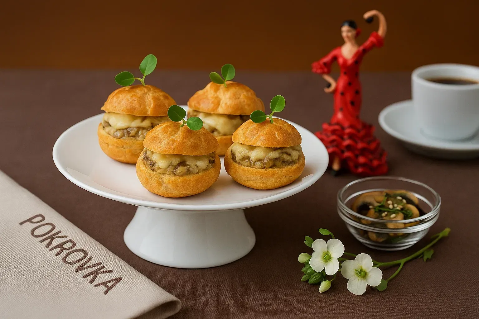 
            
                Профитроли с жульеном и сыром
            
            
        