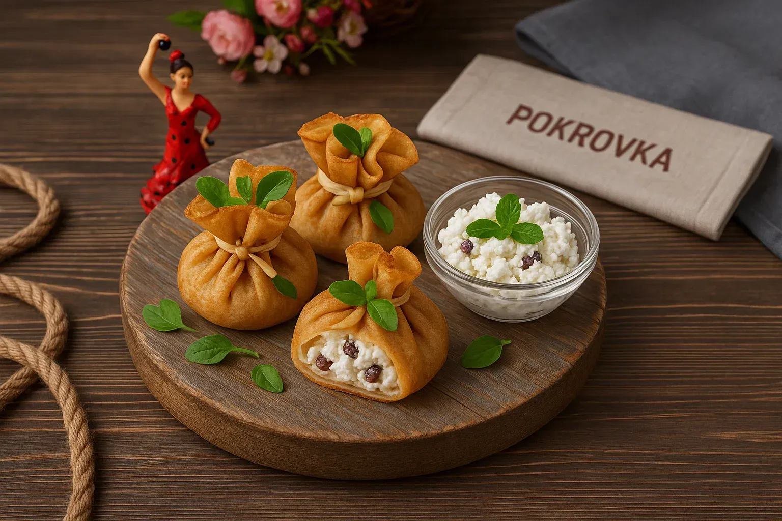 
            
                Блинный мешочек с творогом и изюмом - закажите доставку закусок прямо сейчас
            
            
        